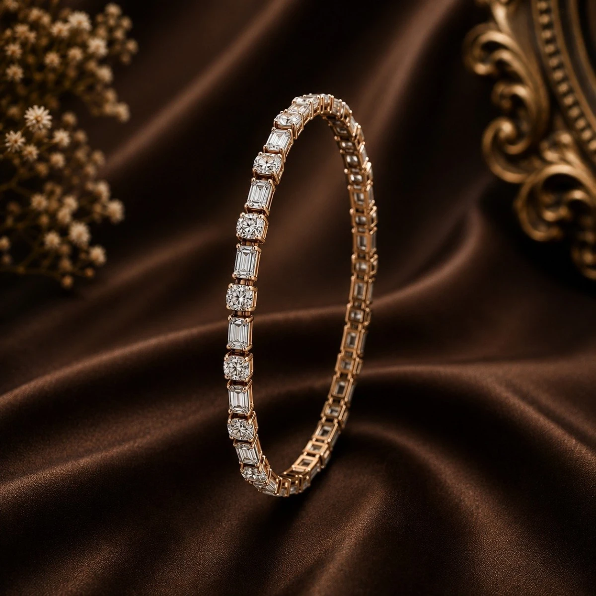 Elegant Chevron Pattern Gold Bangle