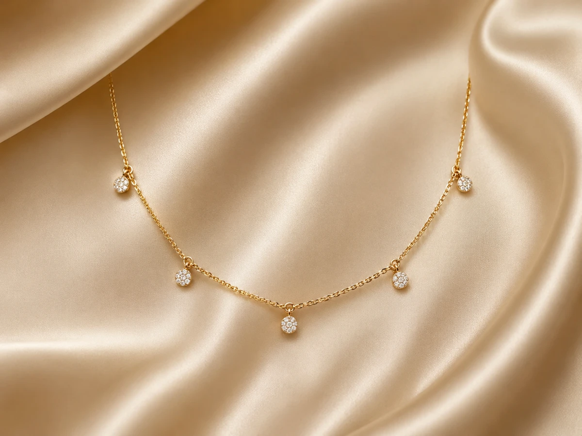 Elegant Gold-Tone Diamond-Style Dainty Necklace for Women