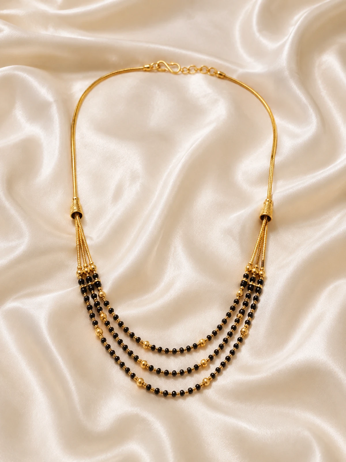 Gold Women’s Multi-Strand Black Bead Mangalsutra