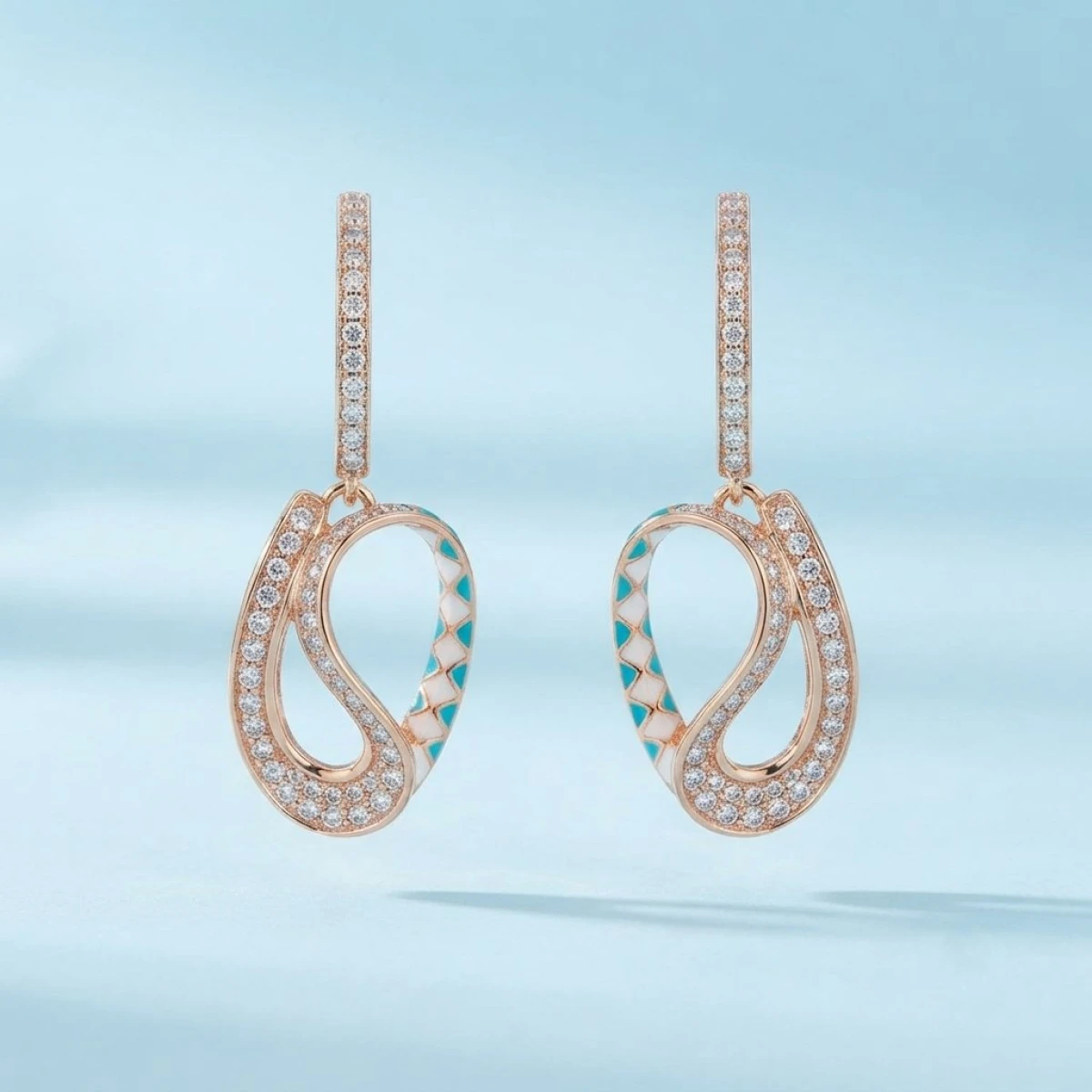 Chic Rose Gold Enamel Drop Earrings