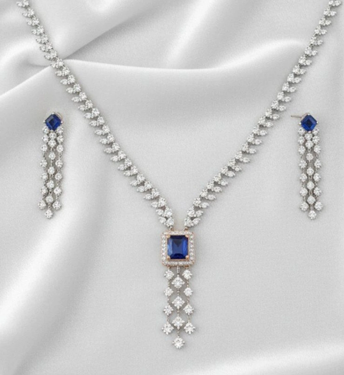 Royal Blue Sapphire and Diamond Half Set