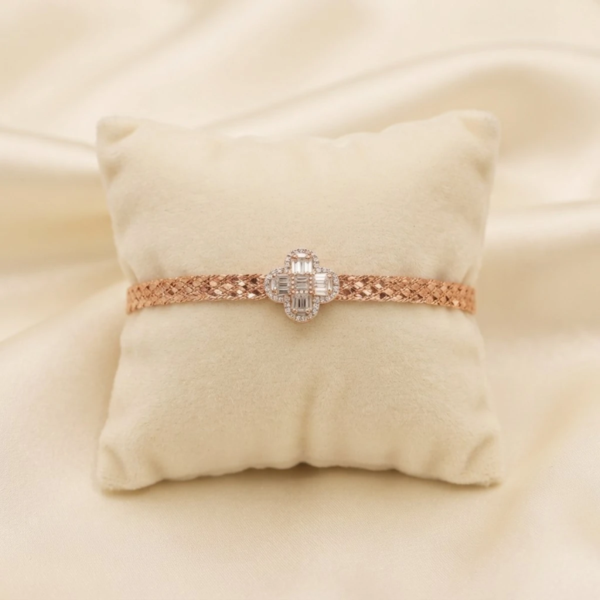 Silver Clover Baguette Crystal Bracelet