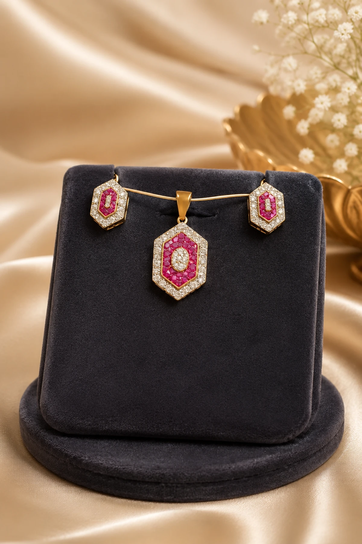 Lustrous Diamond Medallion Set