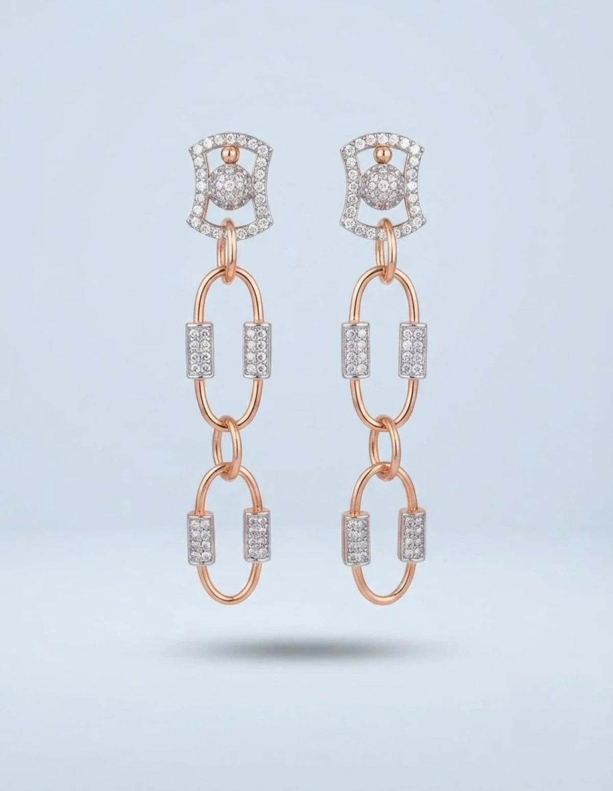 Modern Rose Gold Link Drop Earrings