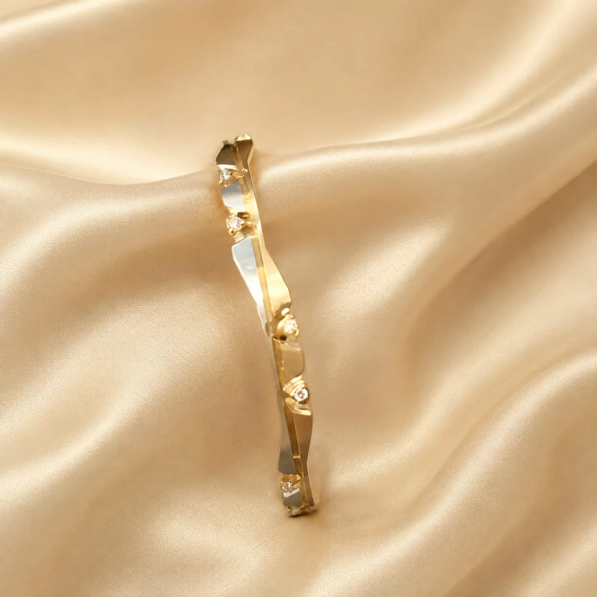 Elegant Gold Women’s Two-Tone Designer Bangle
