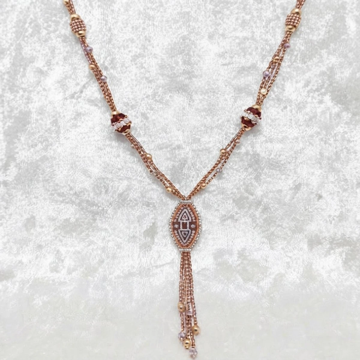 Elegant Rose Gold & Gemstone Y-Drop Necklace