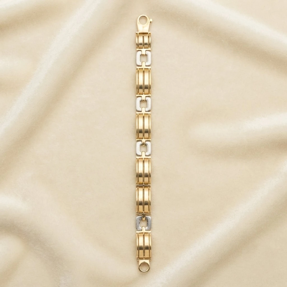 Gold and White Gold Men's Two-Tone Link Bracelet