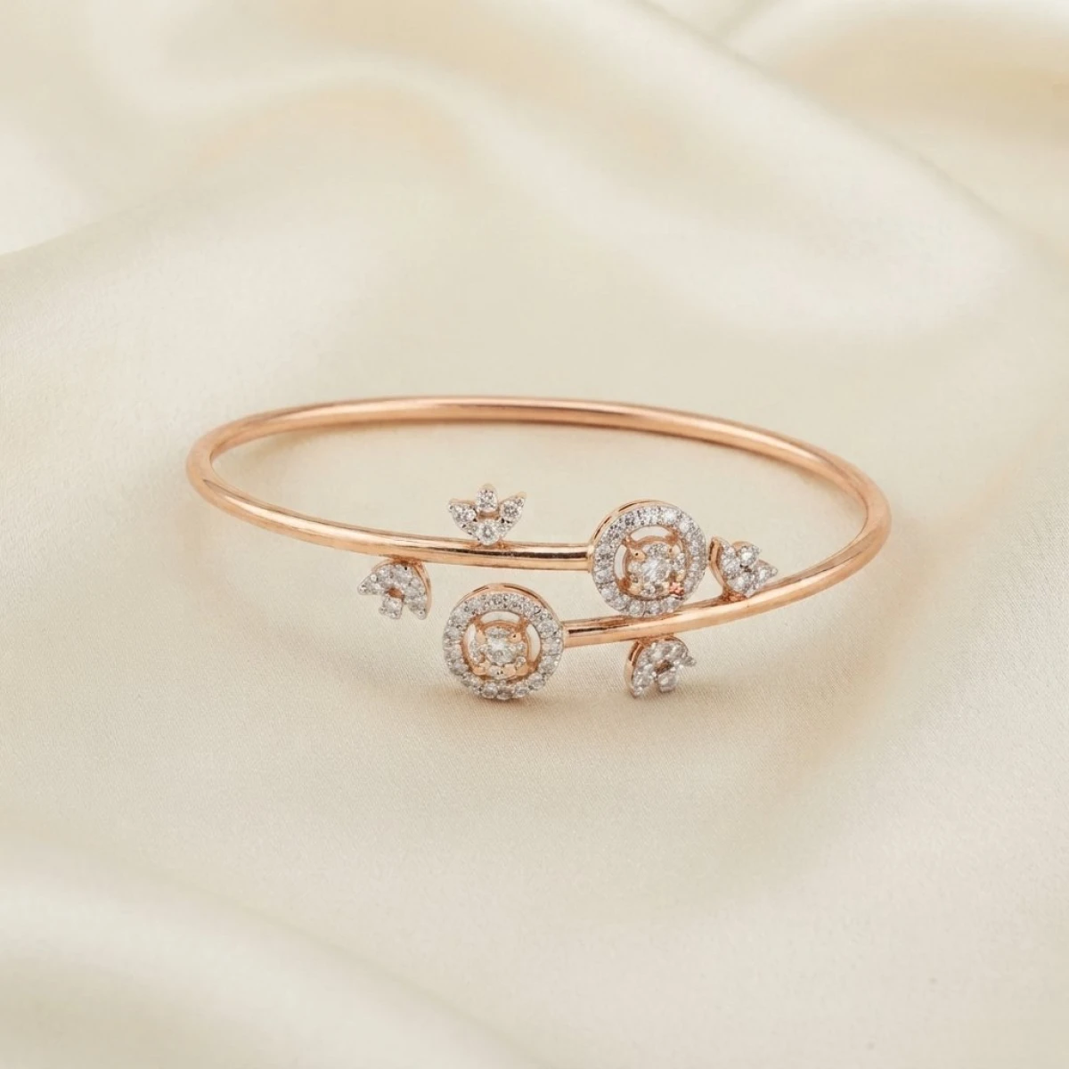 Rose Gold Floral Diamond Bangle