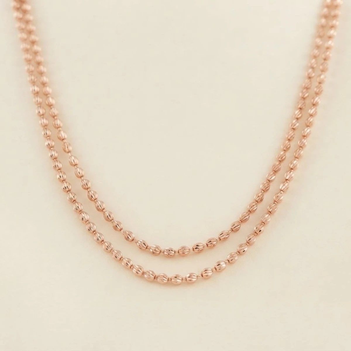 Rose Gold Double-Layer Textured Bead Chain
