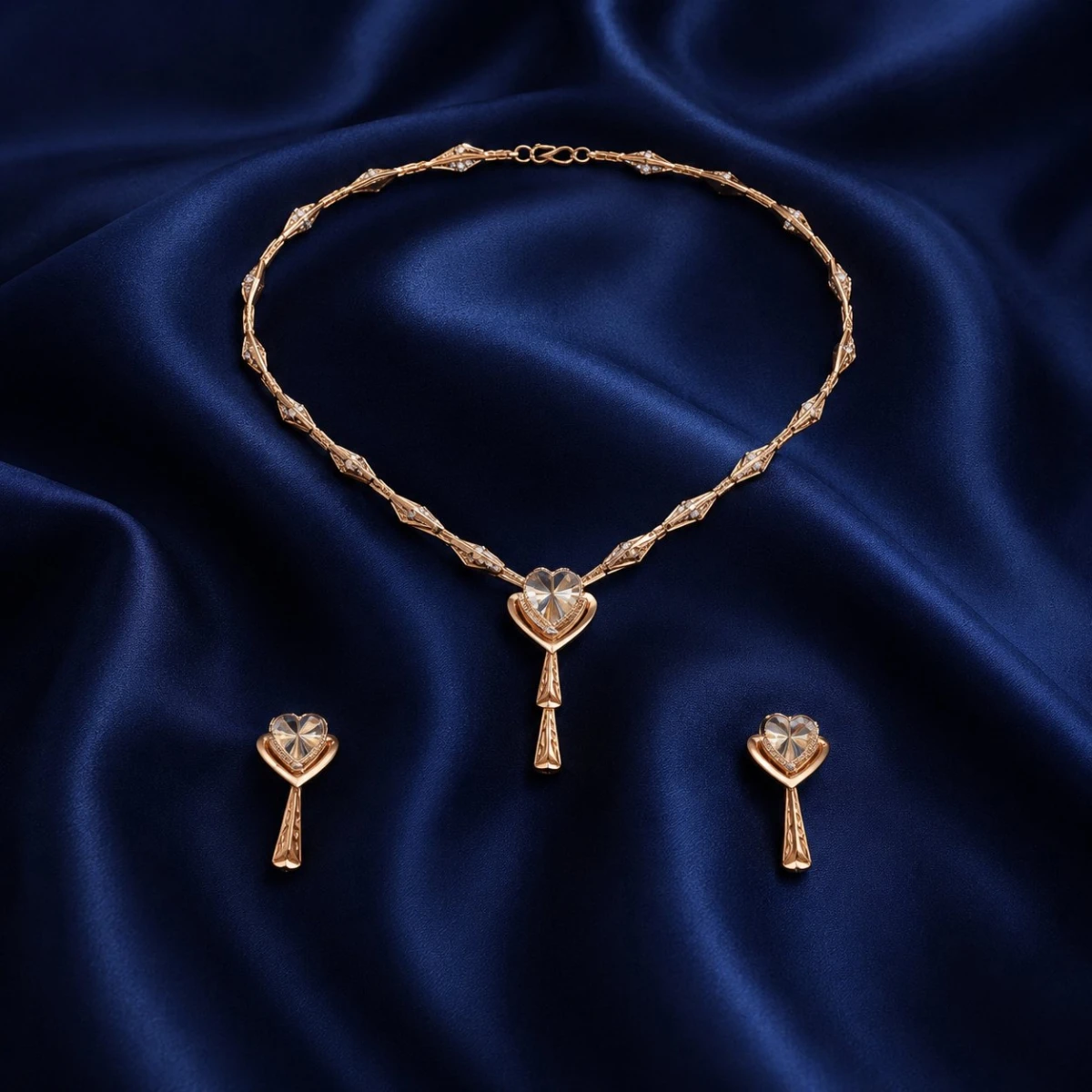 Elegant Gold Heart Pendant Half Set for Women