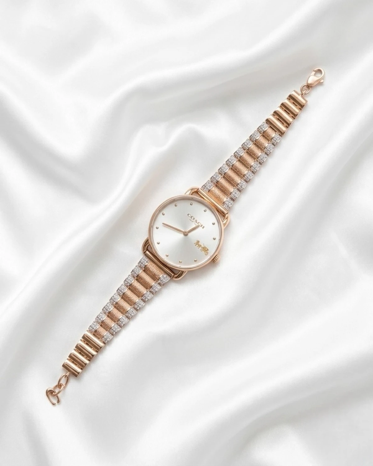 Rose Gold Women’s Elegant Stone-Set Bracelet Watch