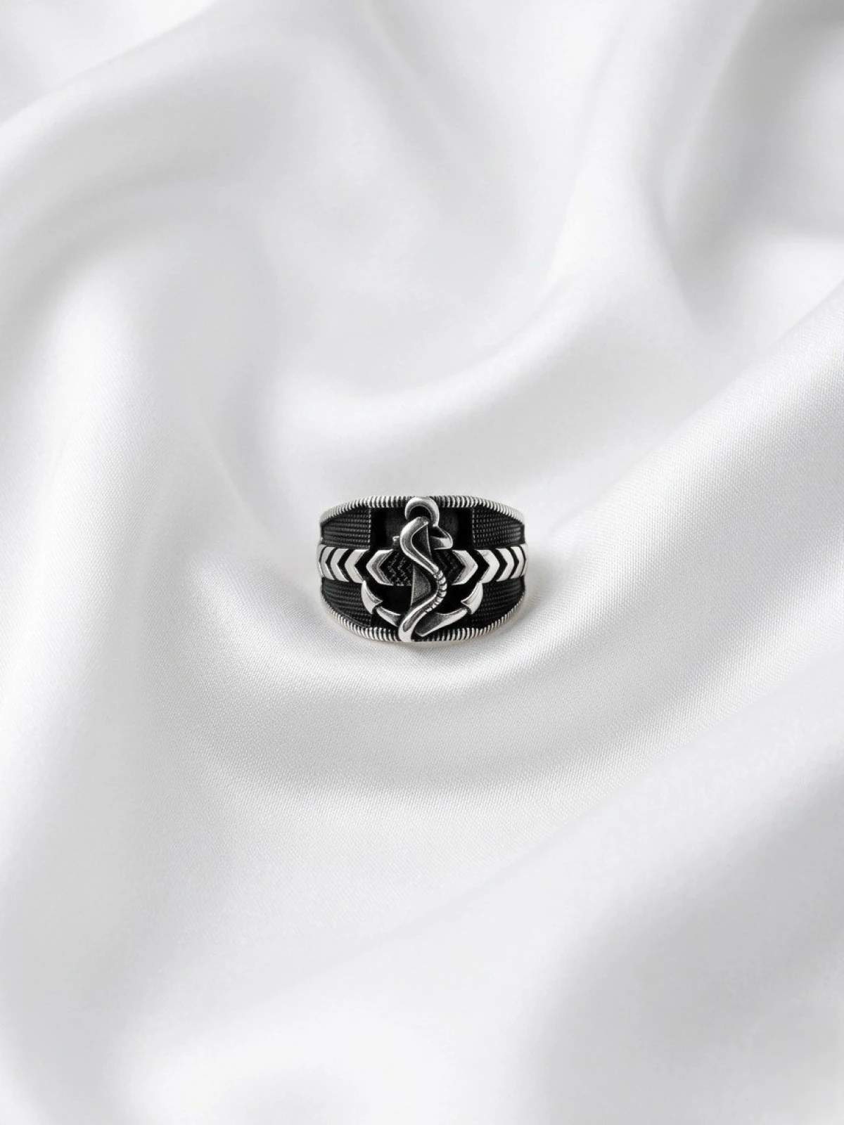 Nautical Anchor Silver Men's Ring