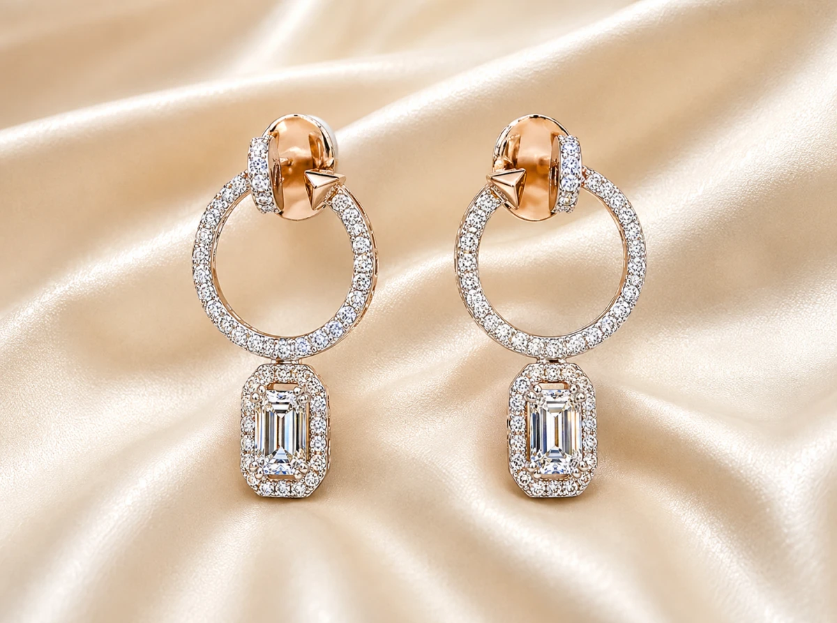 Elegant Diamond Hoop Drop Earrings for Women
