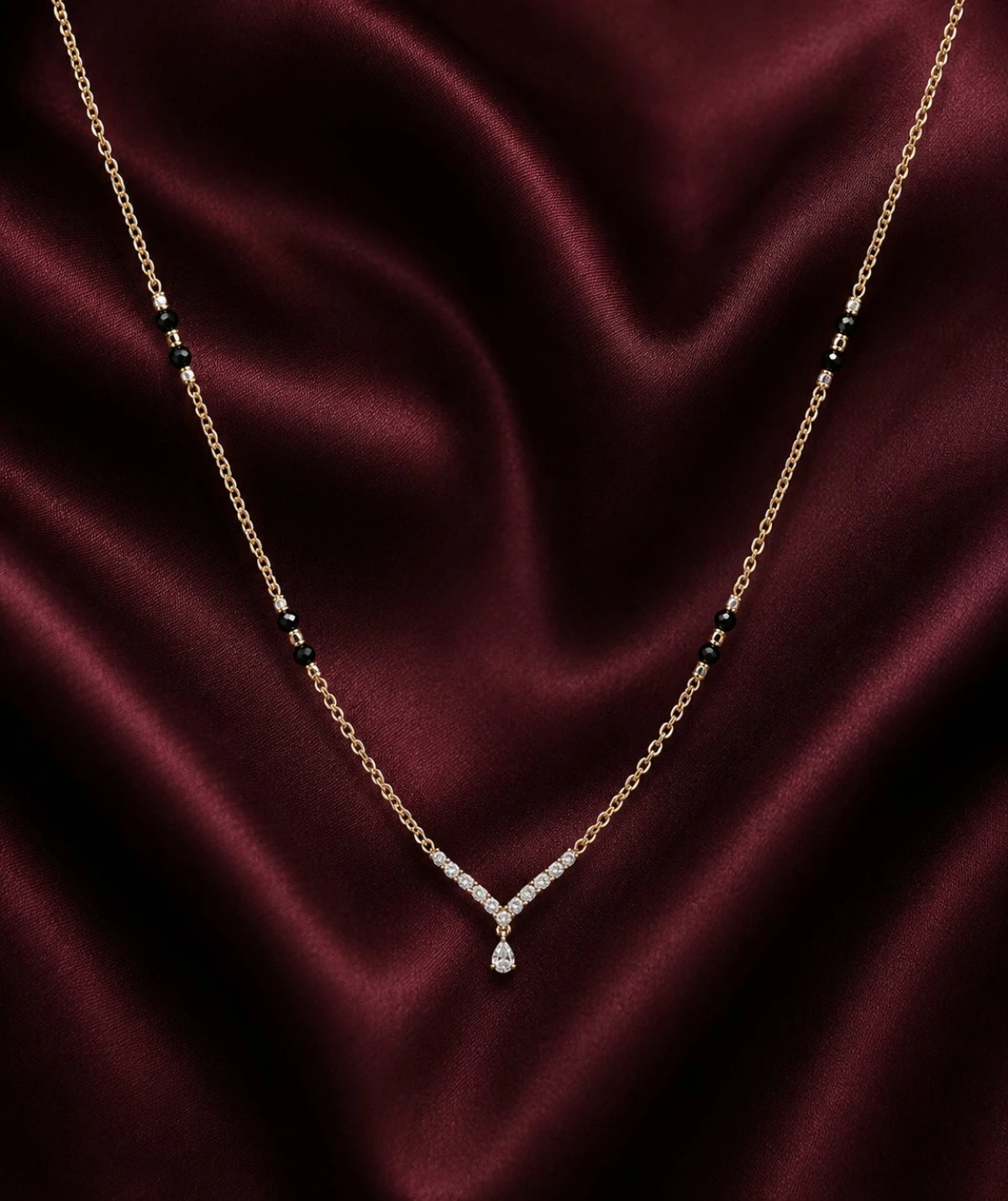 Gold Women’s V-Shape CZ Mangalsutra