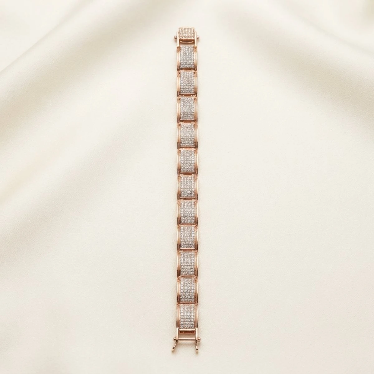 Elegant Rose Gold Pave-Set Diamond Link Bracelet