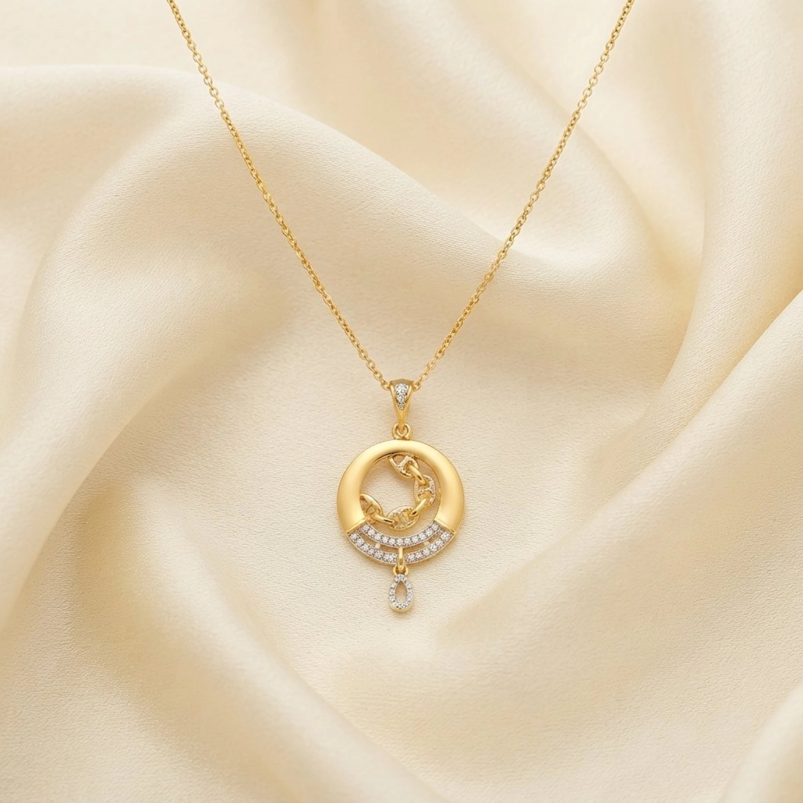 Elegant Gold Circular Pendant Necklace