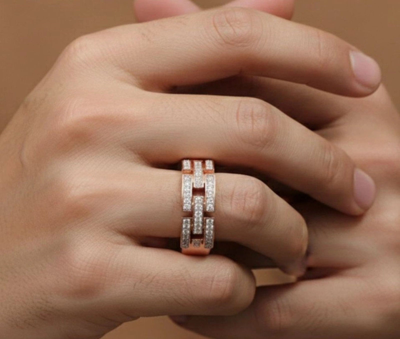 Rose Gold Diamond Link Band Ring