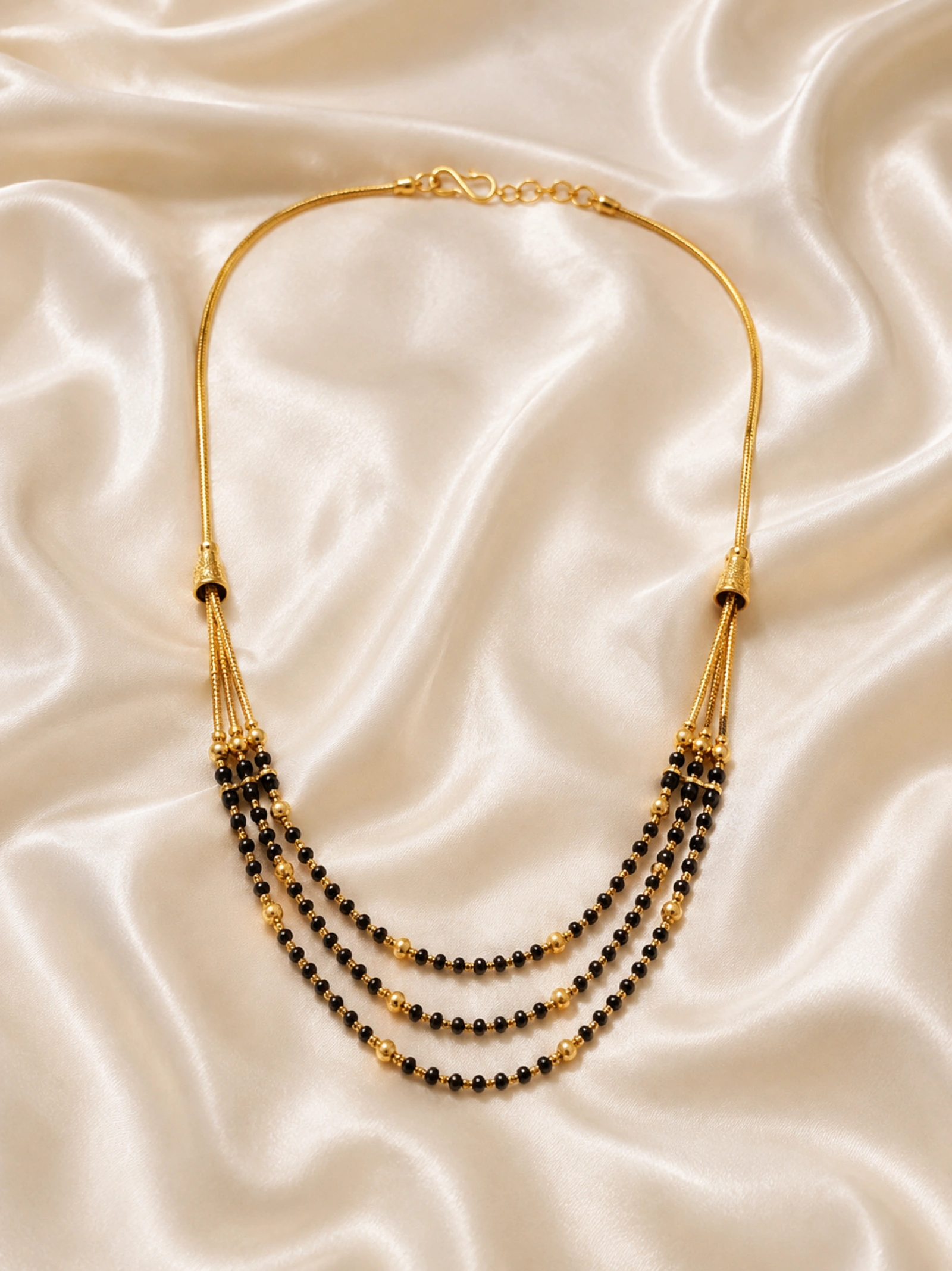 Gold Women’s Multi-Strand Black Bead Mangalsutra