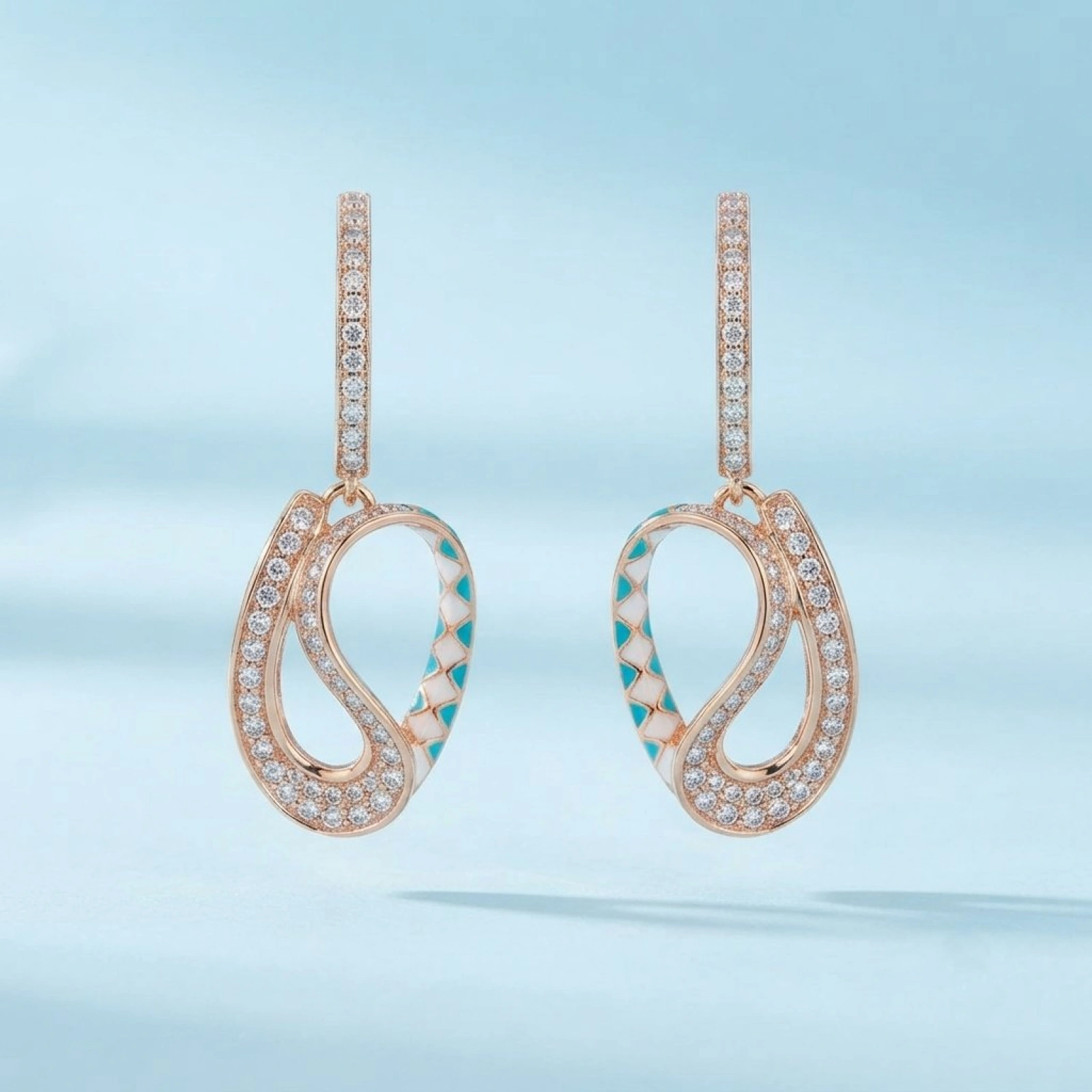 Chic Rose Gold Enamel Drop Earrings