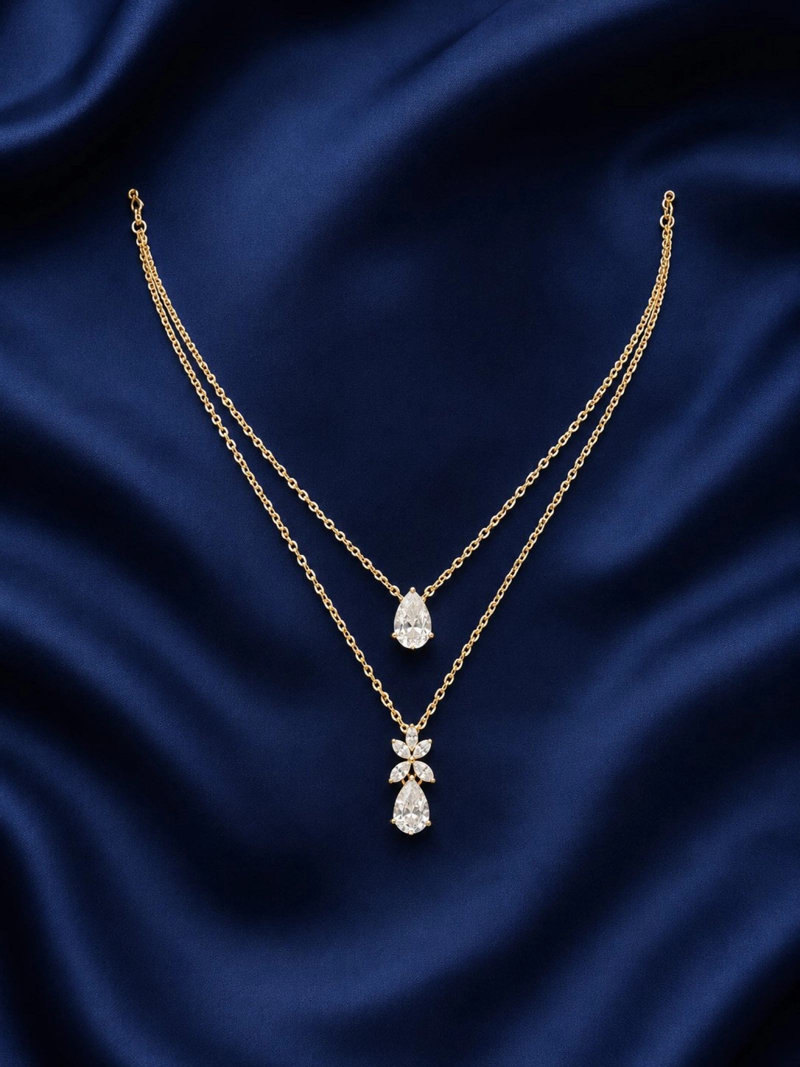 Gold Women’s Double Layer Teardrop Necklace