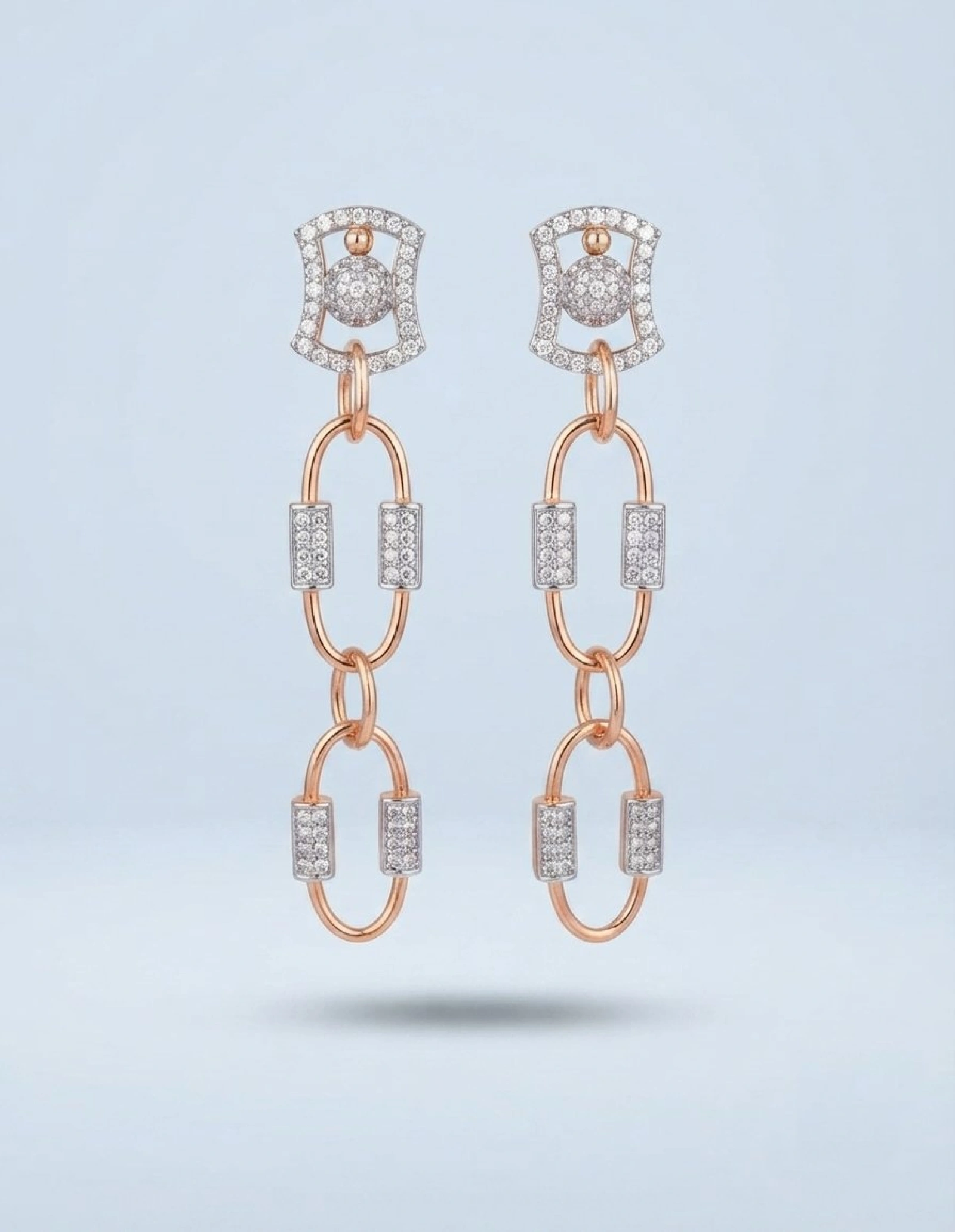 Modern Rose Gold Link Drop Earrings