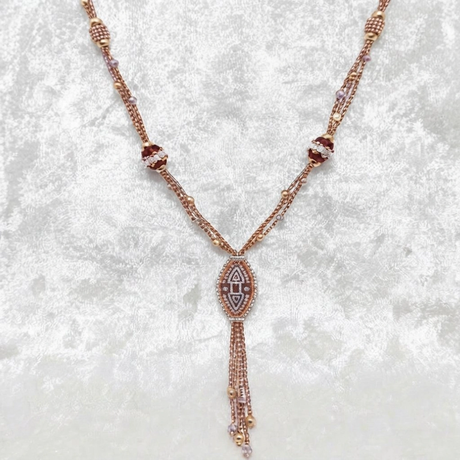 Elegant Rose Gold & Gemstone Y-Drop Necklace