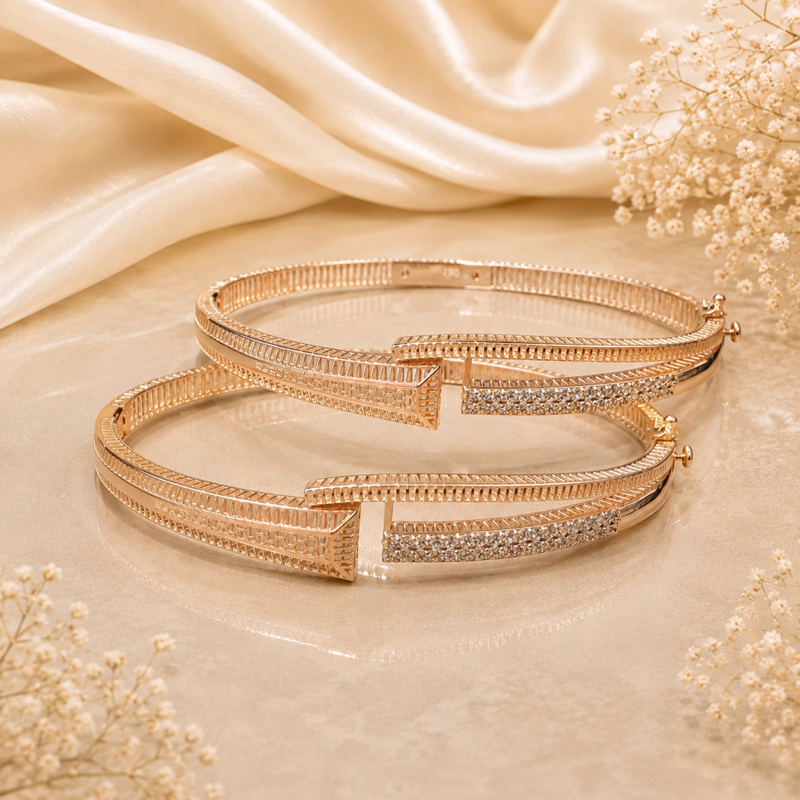 Rose Gold Women’s Elegant Designer Bangle Set