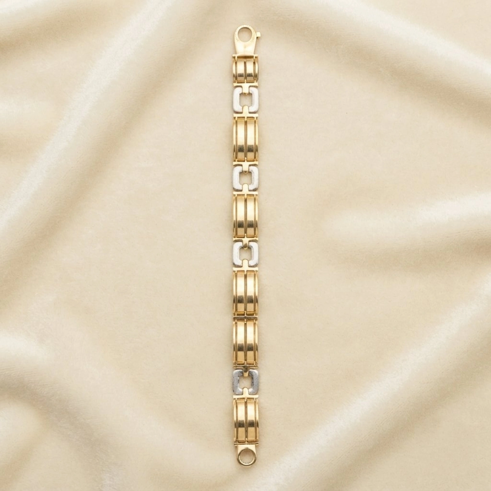 Gold and White Gold Men's Two-Tone Link Bracelet