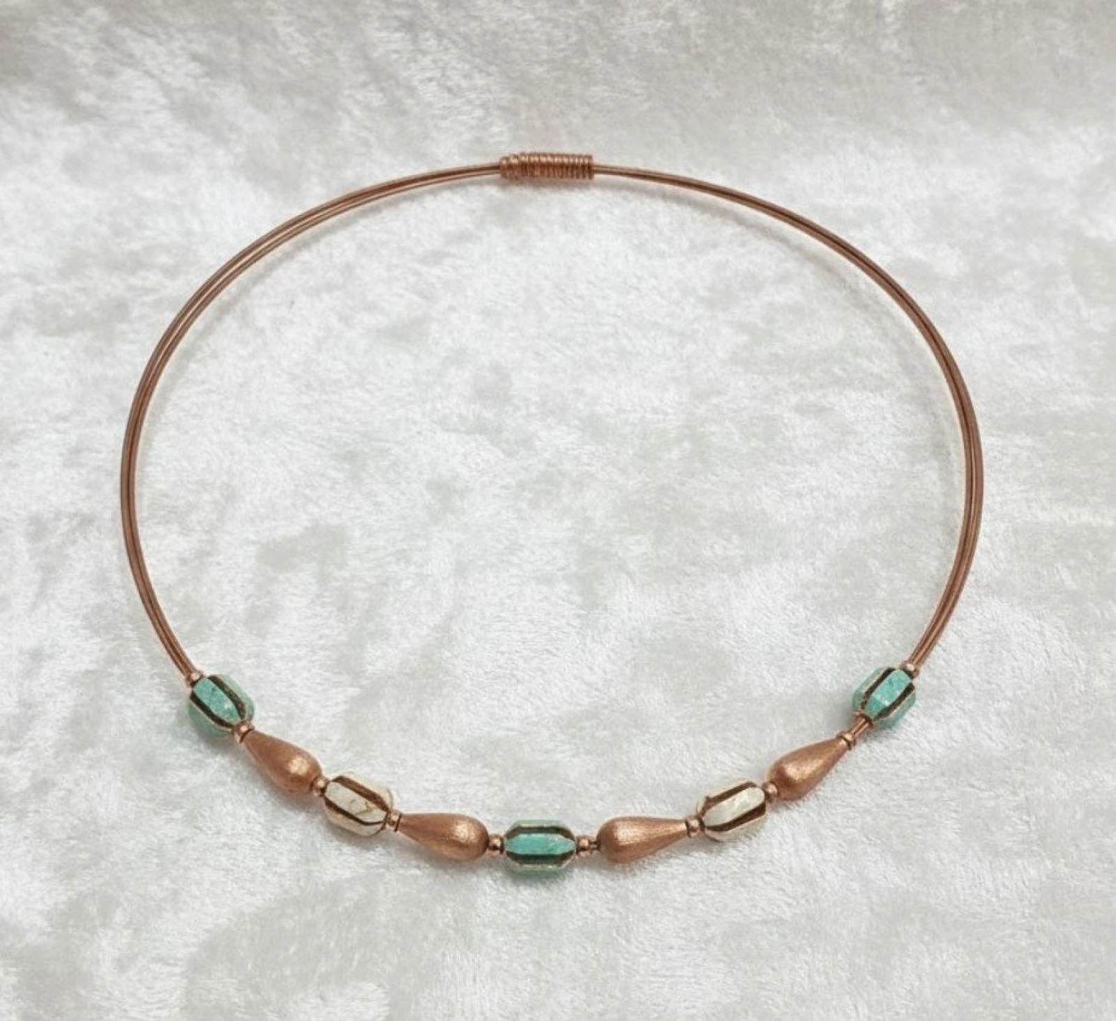 Gold and Turquoise Accent Choker Necklace