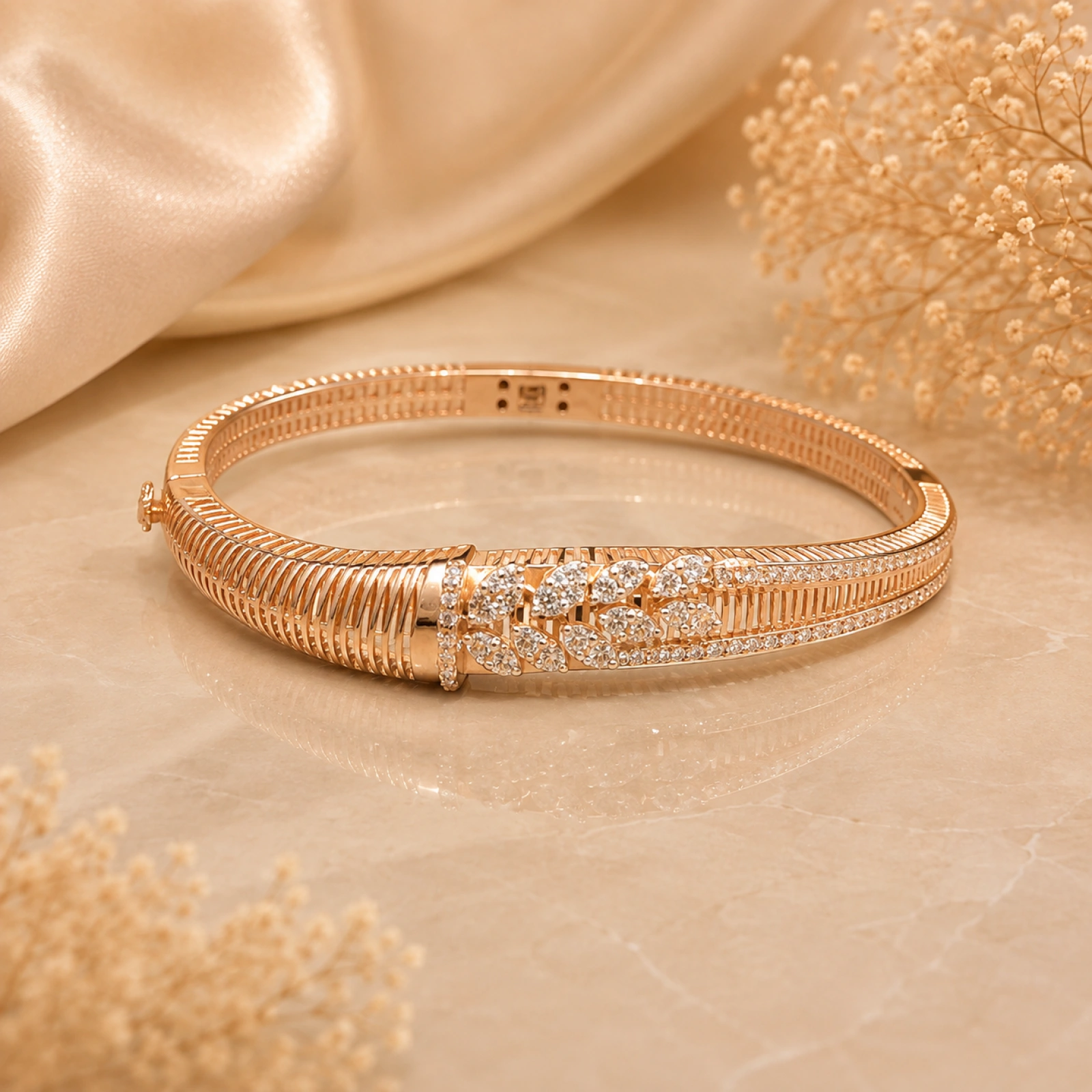 Rose Gold CZ Designer Women’s Bangle