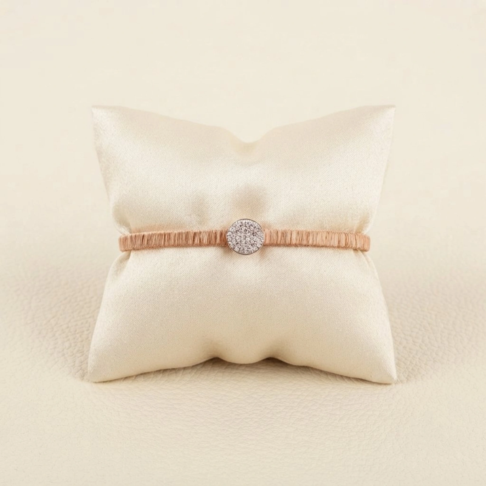 Silver Pavé Disc Cord Bracelet