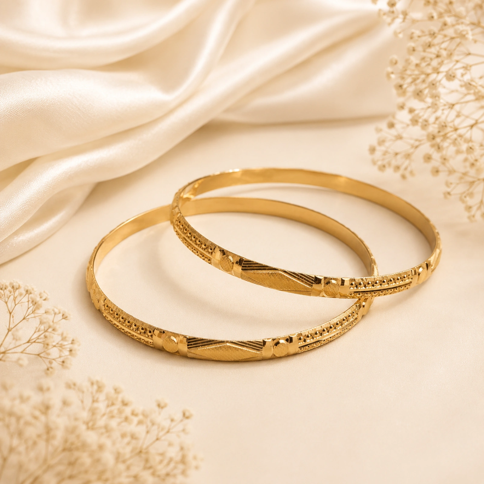 Elegant Gold Women’s Textured Designer Bangle Set