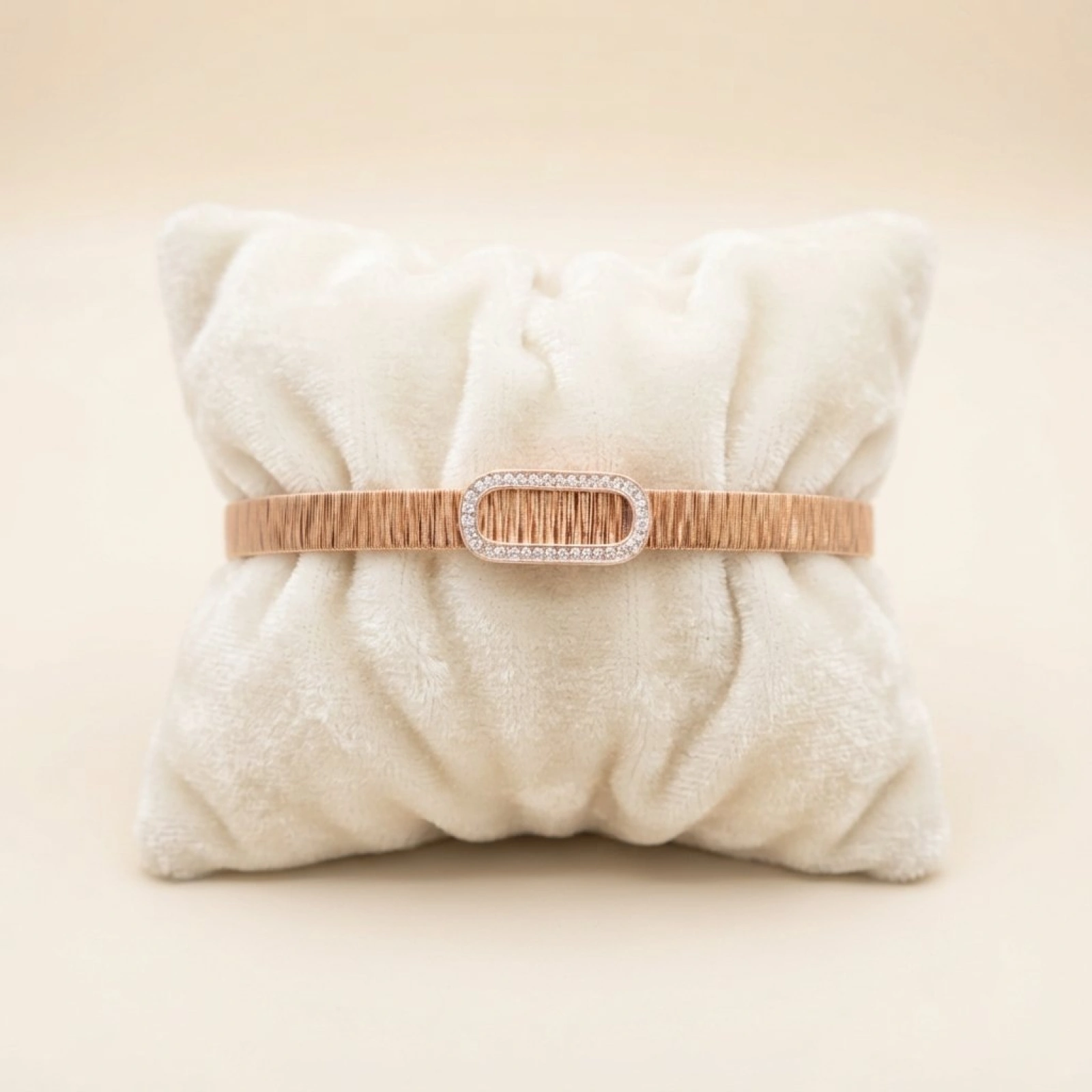 Silver Oval Pavé Frame Cord Bracelet