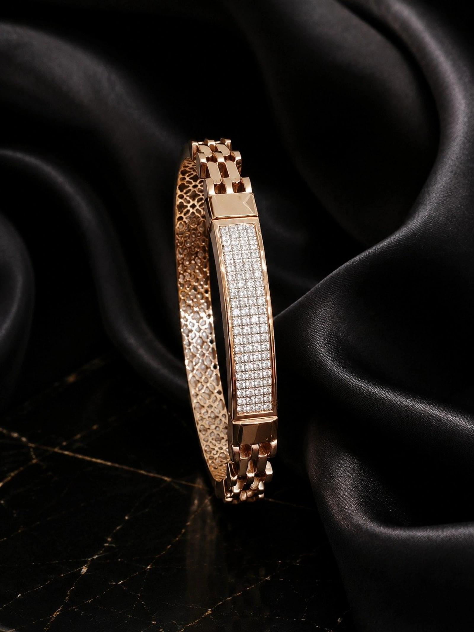 Men’s Rose Gold Crystal Link Bracelet