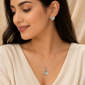925 Silver Heart Pendant Set for Women Gallery View