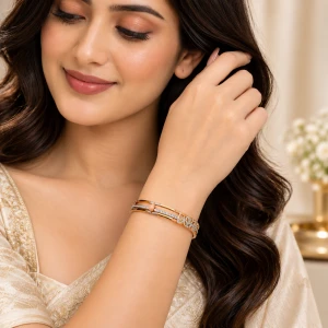 Elegant Gold Women’s Floral Designer Bangle Gallery View