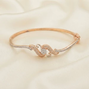 Elegant Rose Gold Pave-Accent Women's Kada Main View