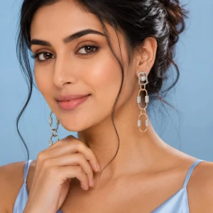 Modern Rose Gold Link Drop Earrings Gallery View