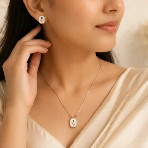 925 Silver Women’s Floral Pendant Half Set Gallery View