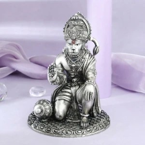 Premium 925 Silver Lord Hanuman Idol with Gada Main View