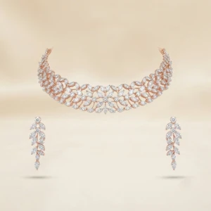 Diamond Marquise Leaf Cluster Necklace and Earrings Set Gallery View