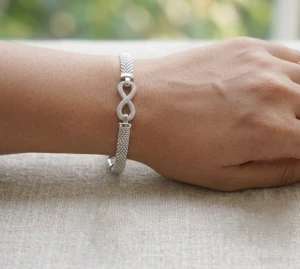 Sterling Silver Cubic Zirconia Infinity Mesh Bracelet Main View