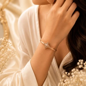Women’s Rose Gold Floral Kada Gallery View
