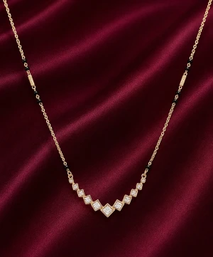 Gold Women’s Square CZ Mangalsutra Main View