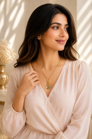 Gold Women’s Multi-Charm Pendant Necklace Gallery View