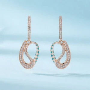 Chic Rose Gold Enamel Drop Earrings Main View