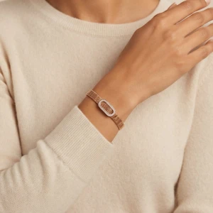 Silver Oval Pavé Frame Cord Bracelet Gallery View