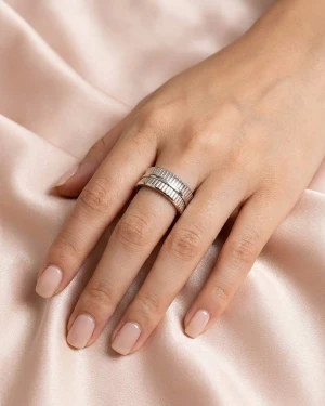 Fluted Edge Silver Band Ring Gallery View
