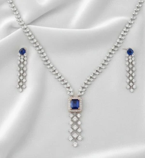 Royal Blue Sapphire and Diamond Half Set Main View