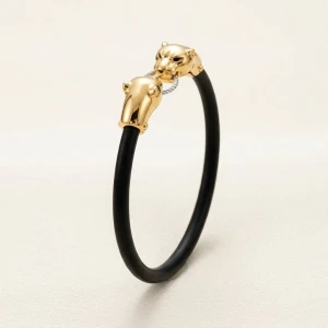 Sleek Dual Panther Gold-Finished Men's Bracelet Main View